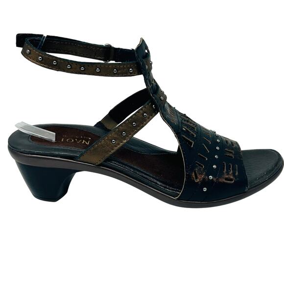 Naot Heeled Strappy Sandals Size 40 US 9 Open Toe Ankle Strap Studded Bronze - Picture 1 of 14